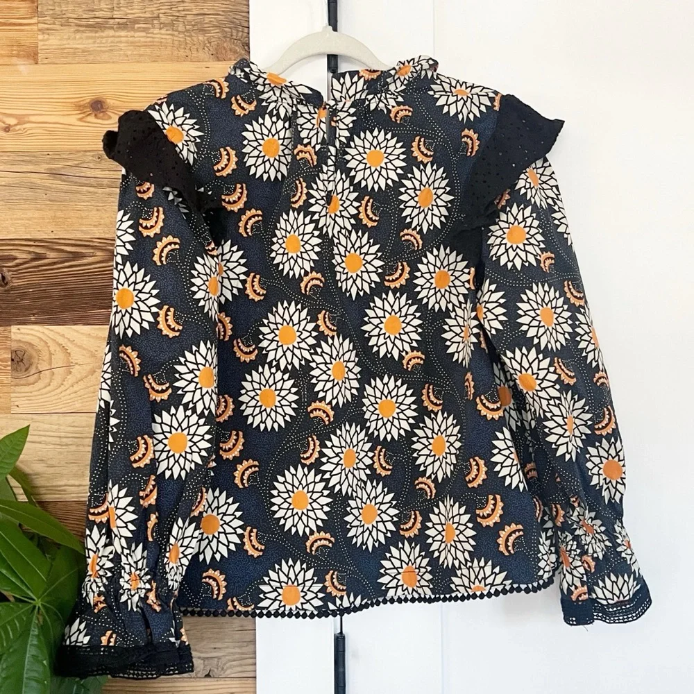 The Odells Samia Daisy Rufffle Top in Twilight Medium - Picture 6 of 8